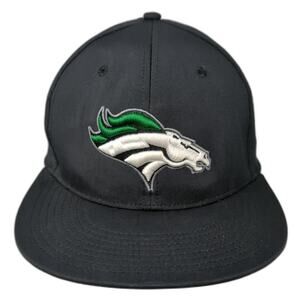 Denver Broncos Fitted Hat Black Medium Embroidered The Game Flat Brim